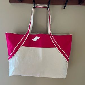 Stylish Hot Pink and Natural Canvas Tote Bag. NEW